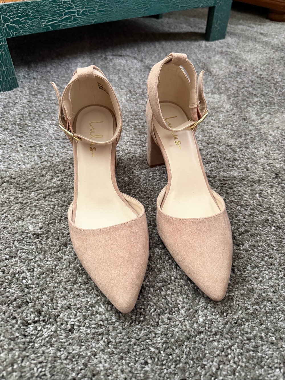 Lulu’s Molly Mae Taupe Suede Pointed-Toe Ankle Strap Pumps